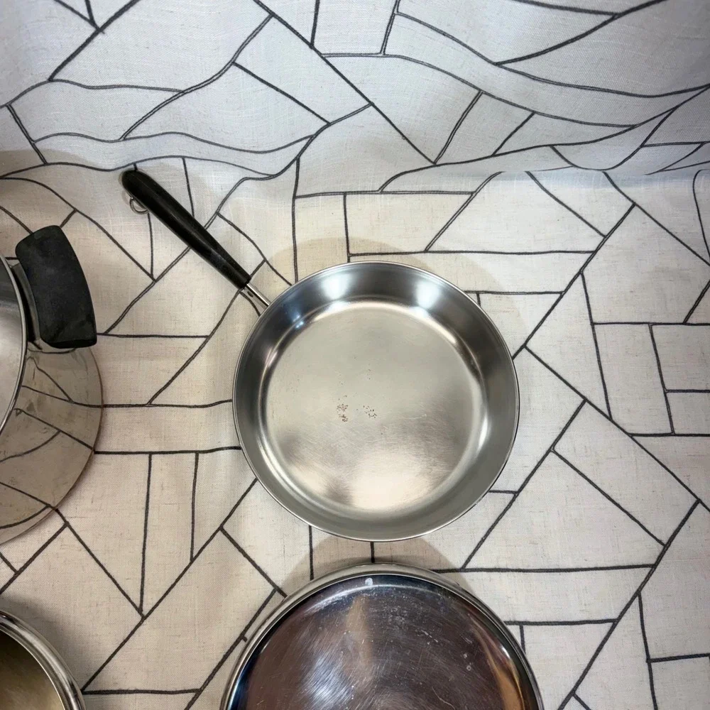 Revere Ware Cookware Set 9in 6qt‎ Silver Copper Bottom Skillet Stock Pot 4pc